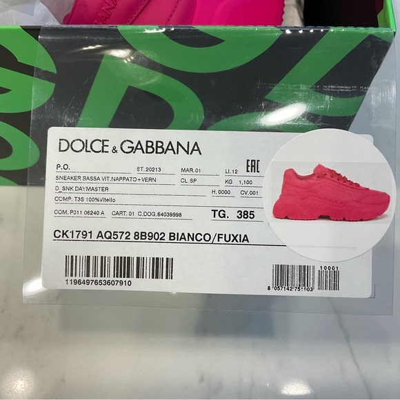 Dolce & Gabbana Pink Leather Daymaster Sneakers Size 38.5 - Picture 4 of 16